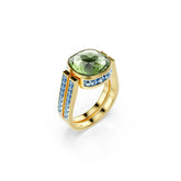 Chroma ring, Cushion cut, Multicolored, Gold-tone plated